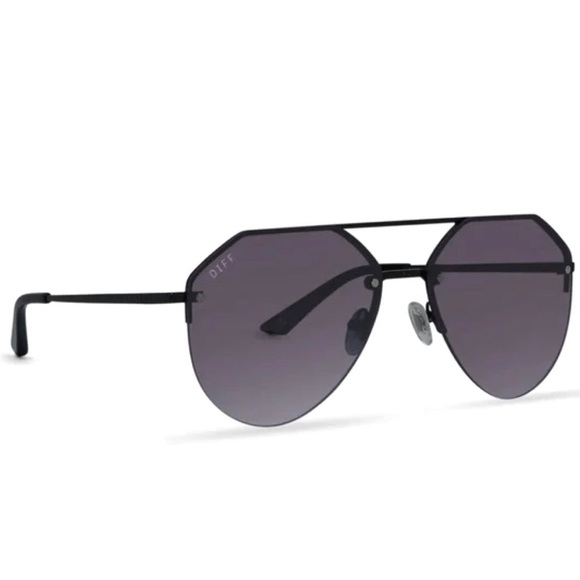 DIFF La Jefa Sunglasses Aviator Black Frame Grey Gradient Lens Robin Arzon - Picture 6 of 9